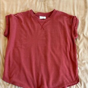 Casual Pink Capped Sleeve T-Shirt